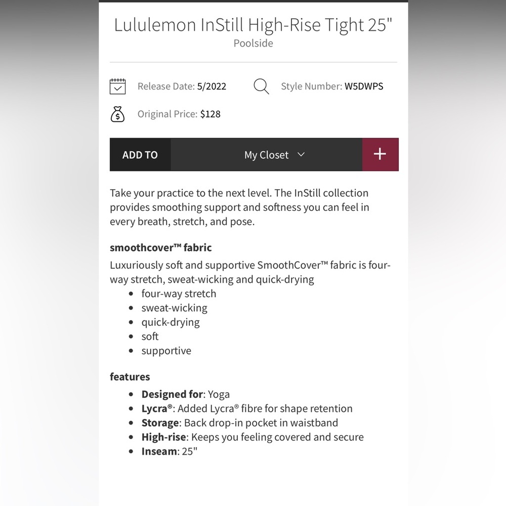 Lululemon Instill High-Rise Tight 25” Size 10 - Picture 11 of 11